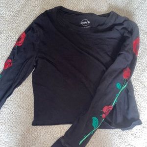 Hollister Cropped Rose Shirt Long Sleeve